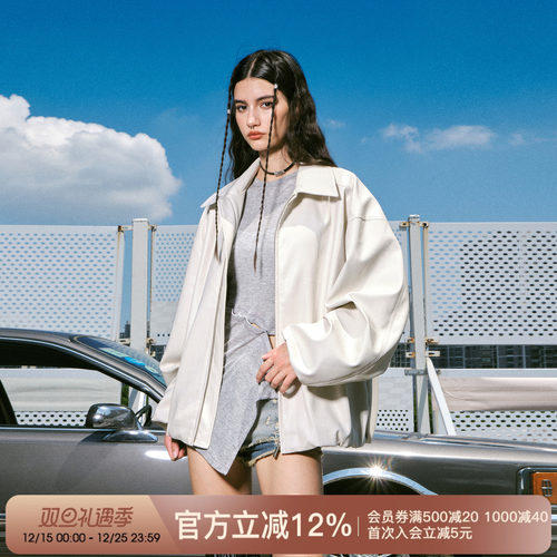 FORNINES微短款秋季PU皮复古机车夹克男女国潮情侣休闲皮衣外套