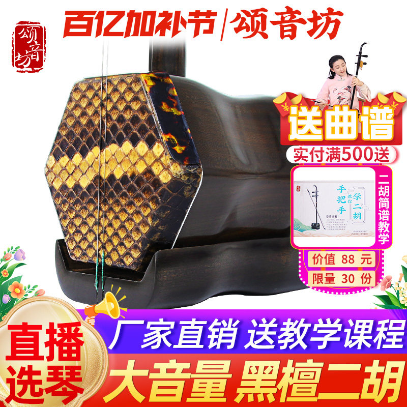 颂音坊专业黑檀二胡乐器厂直销正品考级演奏高级名牌二胡高端胡琴