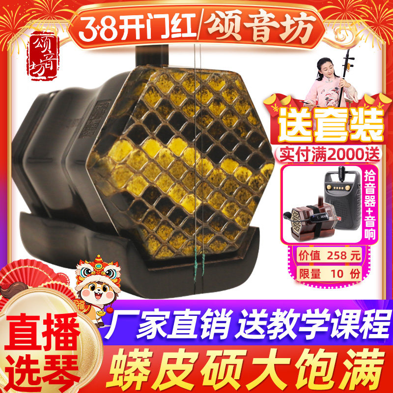 颂音坊黑檀二胡名牌乐器厂家直销演奏专业龙头大音量高级胡琴苏州