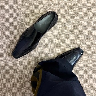 暗黑复古德比鞋做旧单鞋男女真皮尖头粗跟鳗鱼休闲皮鞋百搭乐福鞋