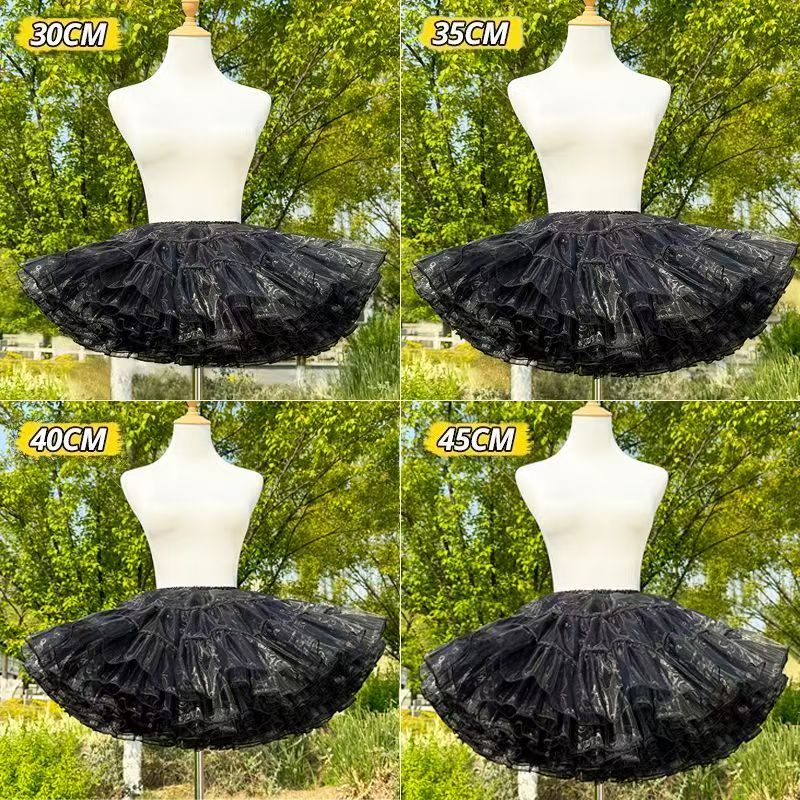 黑裙撑4层暴力裙撑cos女仆lolita日常无骨裙软纱超蓬蓬衬裙纱裙撑