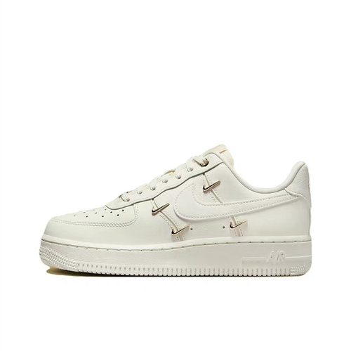 Nike Air Force 1 Mini Gold 牛剖层革百搭舒适耐磨低帮板鞋 白金
