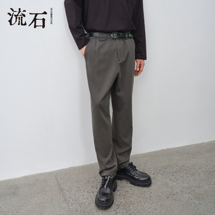 流石男装休闲设计感九分裤2026春季新款男款宽松经典高级感直筒裤