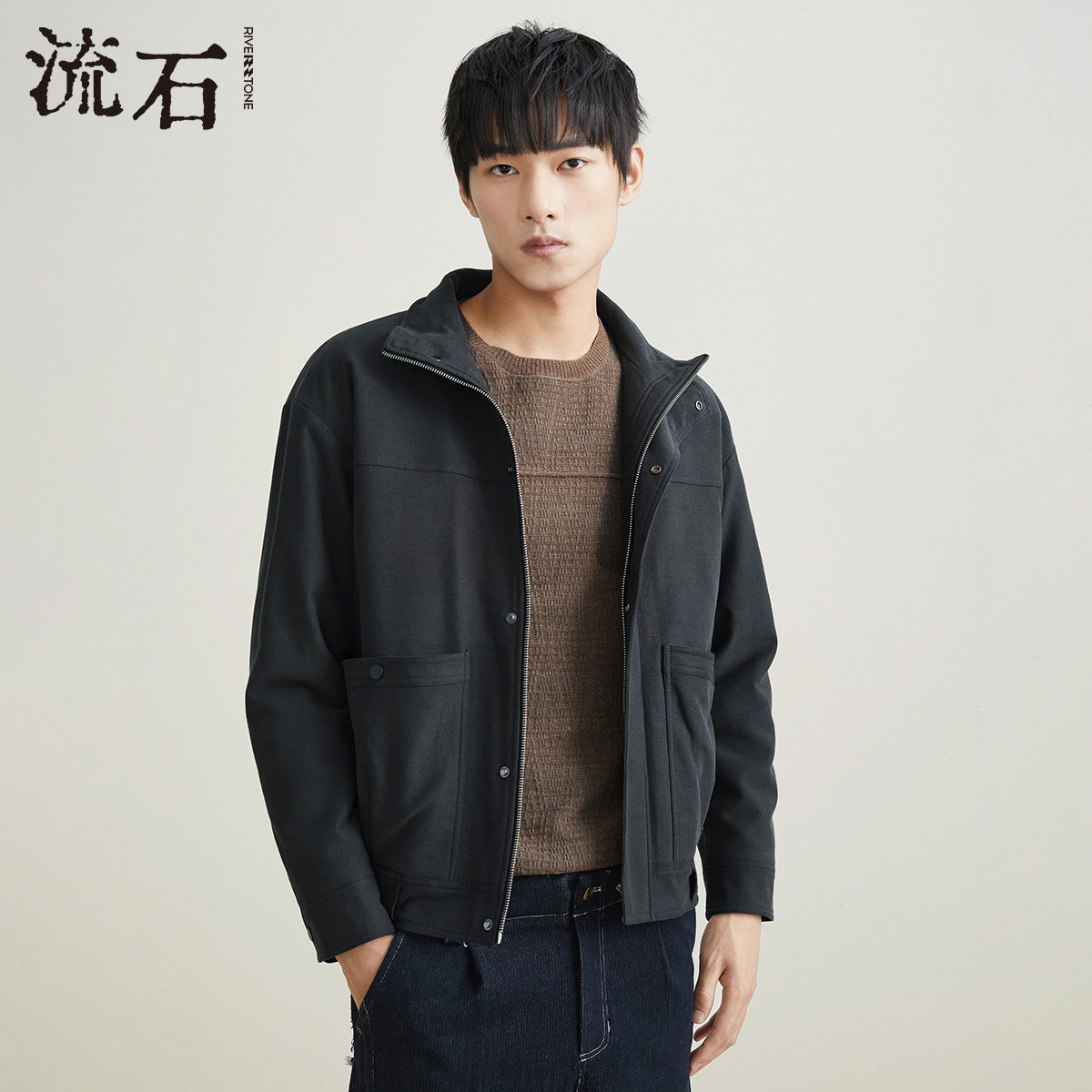 流石男装冬装立领时尚棉服外套男士2026年新款复古休闲短款夹克潮