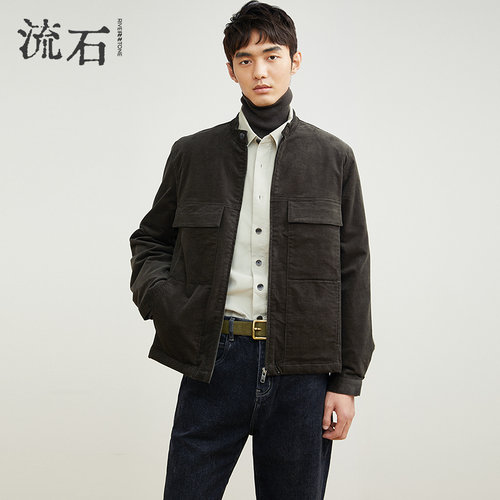 流石男装高端夹克灯芯绒复古外套