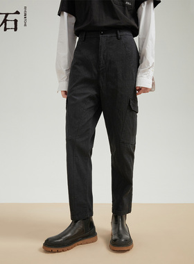 流石男装秋装工装宽松黑色2026年春季新款男士全棉透气休闲长裤子