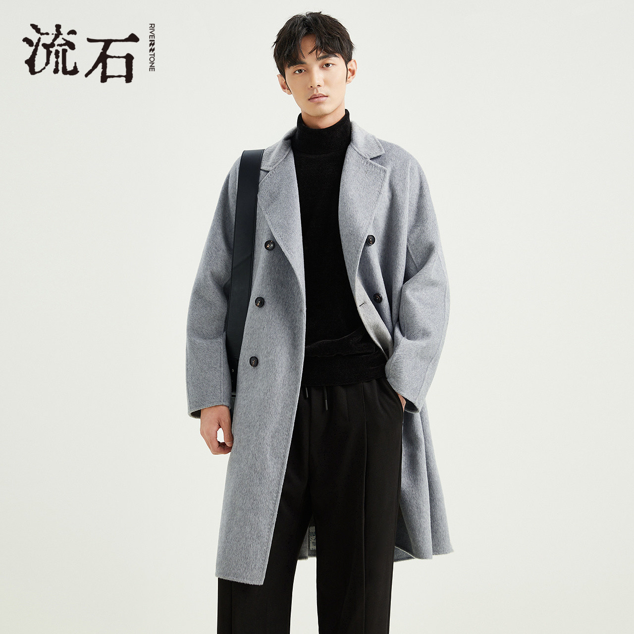 流石男装高端中长款双面呢子大衣