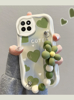 适用realme真我V11手机壳女新款高级感oppo防摔简约绿色爱心散热软壳小清新创意V11S挂绳镜头全包硅胶保护套