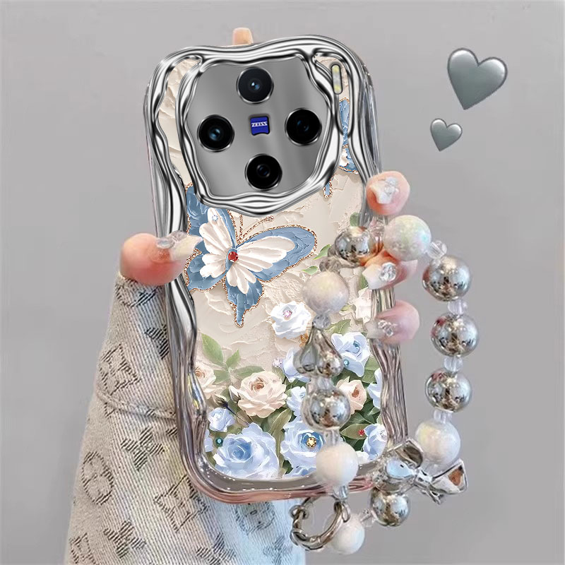 适用vivoX系列蝴蝶鲜花手机壳