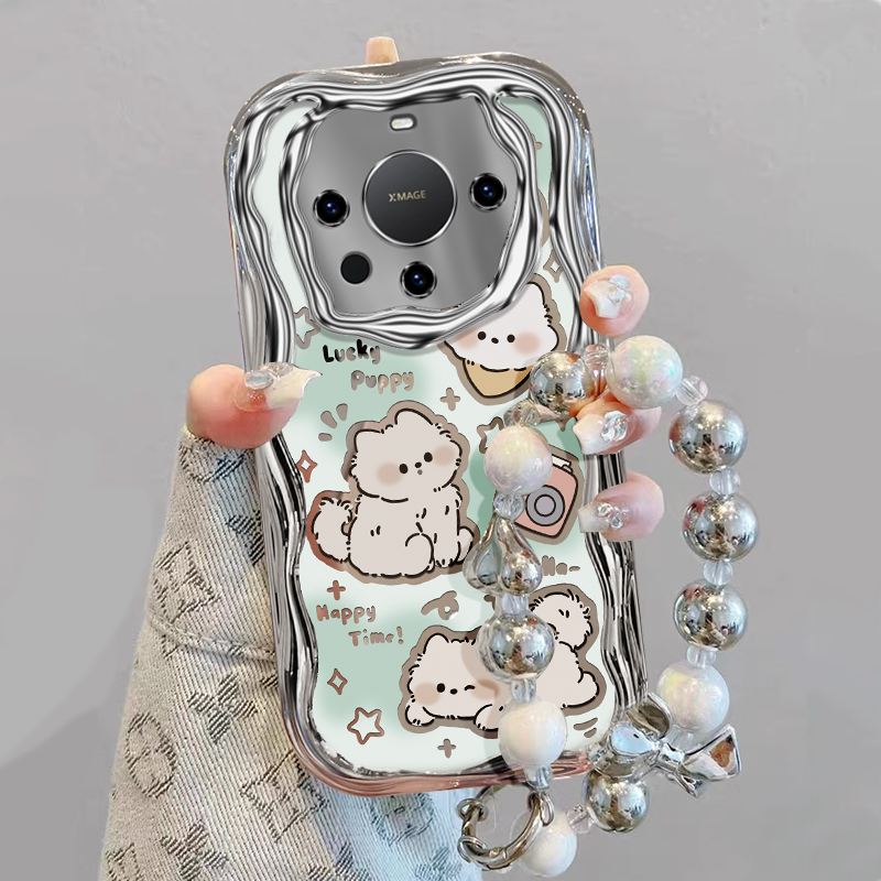 适用于华为Mate70Pro手机壳新款60pro+网红电镀奶油纹50可爱小白狗40硅胶30防摔时尚MATE20卡通女款保护套