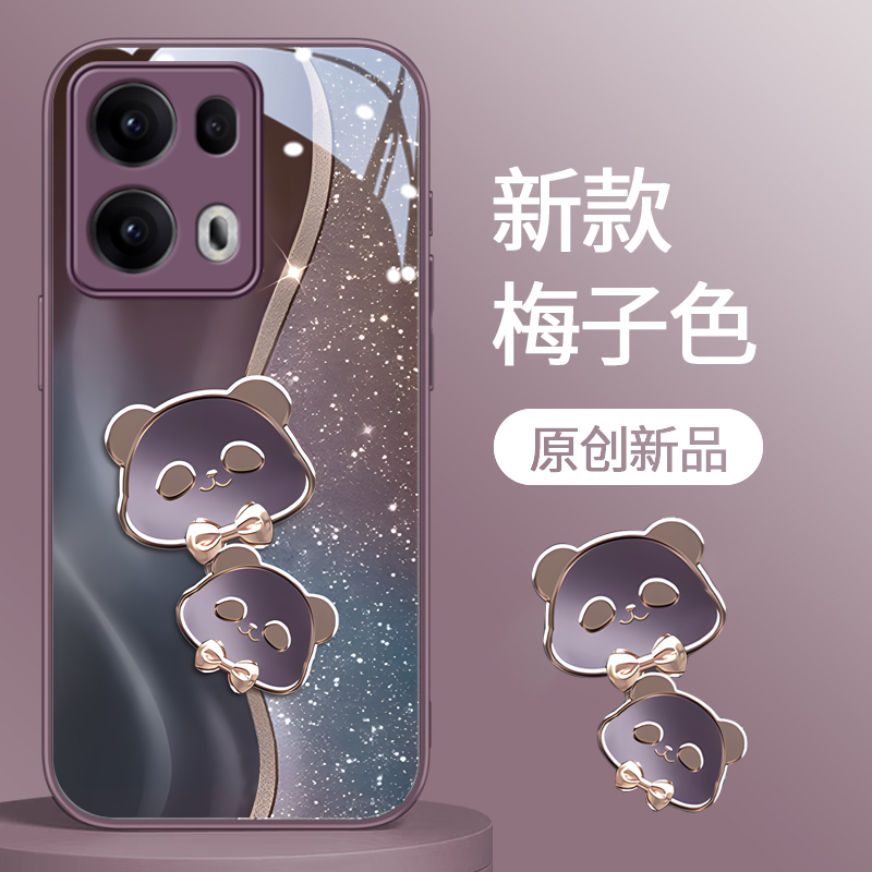 OPPOReno系列可爱鎏金熊猫手机壳