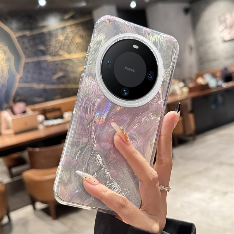 华为mate系列气质渐变羽纱花朵壳