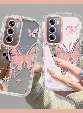 适用OPPOReno12pro手机壳10pro+新款9镜面reno8全包7z网红11唯美女款6硅胶3se防摔5K创意花朵蝴蝶4SE保护套