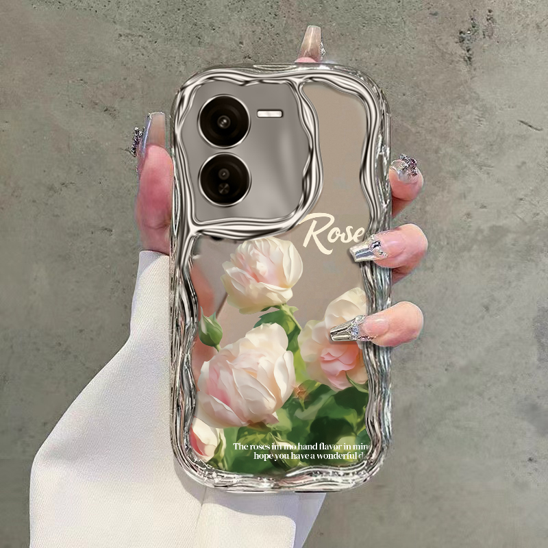 iQOOZ系列艺术轻奢白玫瑰手机壳