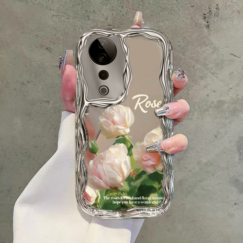 vivoS系列艺术轻奢白玫瑰手机壳