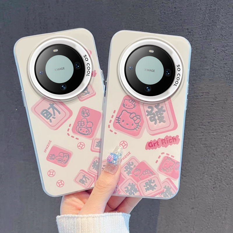 适用华为mate60Pro+手机壳新款可爱50pro硅胶镜头全包创意元气壳男女款40epro发财猫咪30pro/e防摔耐磨保护套