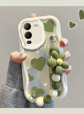 适用vivos15手机壳女新款高级感viv0防摔简约s15e绿色爱心散热软壳小清新创意pro网红挂绳镜头全包硅胶保护套