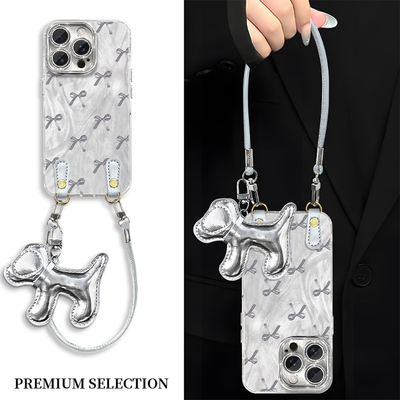 适用苹果系列金属蝴蝶结手机壳