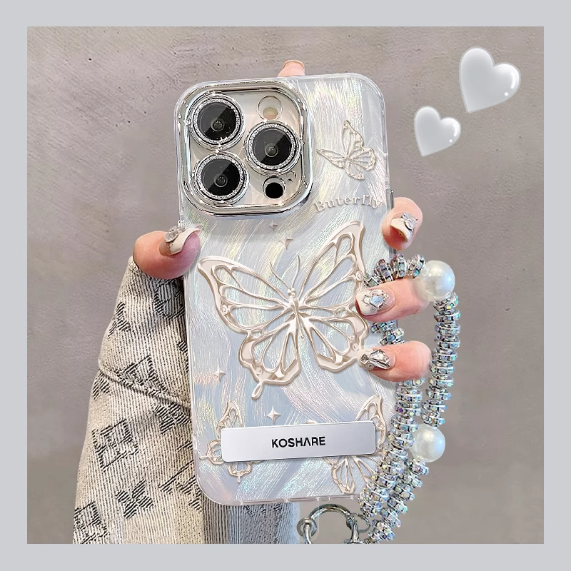 适用苹果系列金属蝴蝶电镀羽纱壳