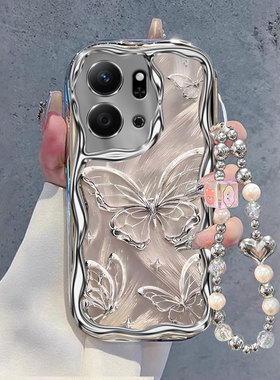 适用荣耀Play9T手机壳新款Play8TPro流光蝴蝶Play6t电镀奶油纹Play5T硅胶软套Play5活力版防摔Play3时尚女