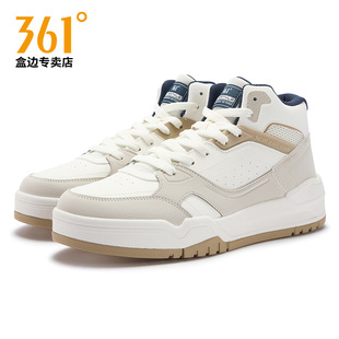361高帮男鞋板鞋白色冬季2025新款官方正品皮面透气休闲运动鞋男