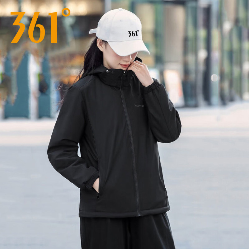 361运动风衣女2026秋季新款针织舒适连帽外套女士简约百搭休闲服