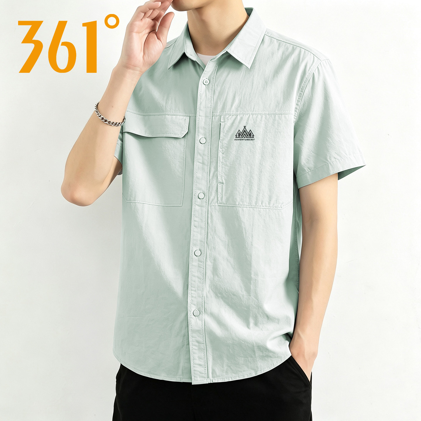 361运动短袖衬衫男2026夏季新款冰丝速干翻领开衫休闲短袖T恤外套