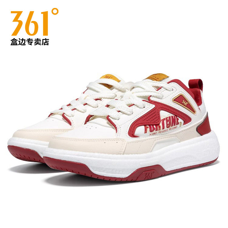 【商场同款】361板鞋女厚底百搭小白鞋春季新款复古红休闲运动鞋