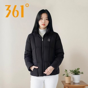 361立领羽绒服女款2025冬季新款黑色时尚短款宽松白鸭绒保暖外套