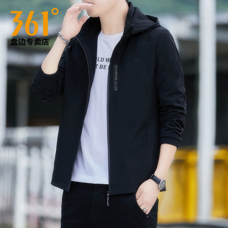 361运动风衣男2025秋季新款防风连帽开衫夹克男款休闲宽松外套