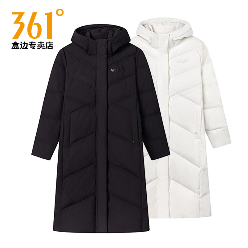 【商场同款】361长款羽绒服女士2025冬季新款连帽鸭绒运动服4305