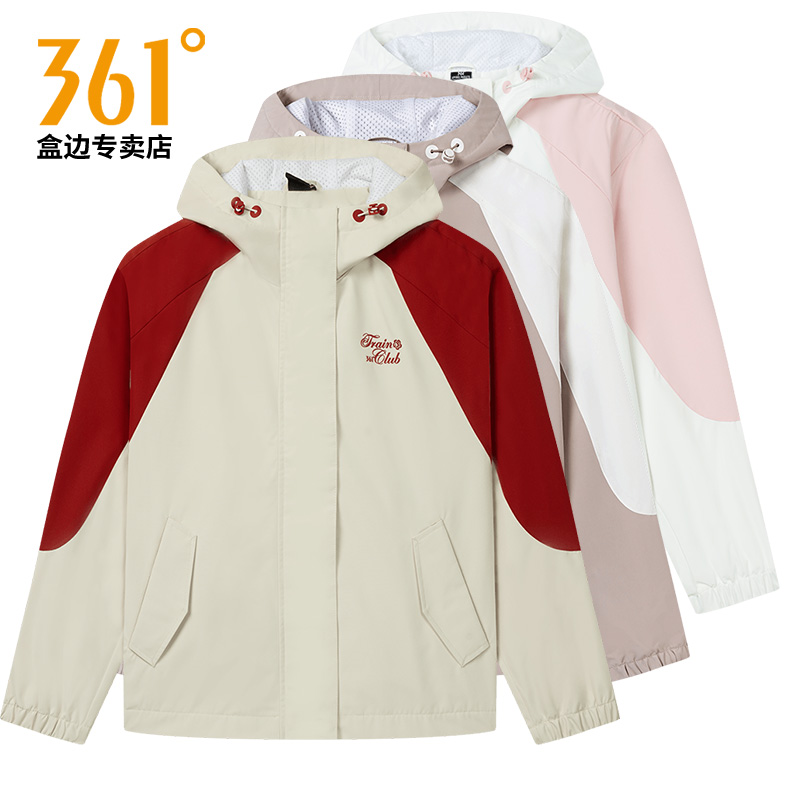 【商场同款】361风衣外套女秋冬季新款防泼水连帽夹克运动服上衣