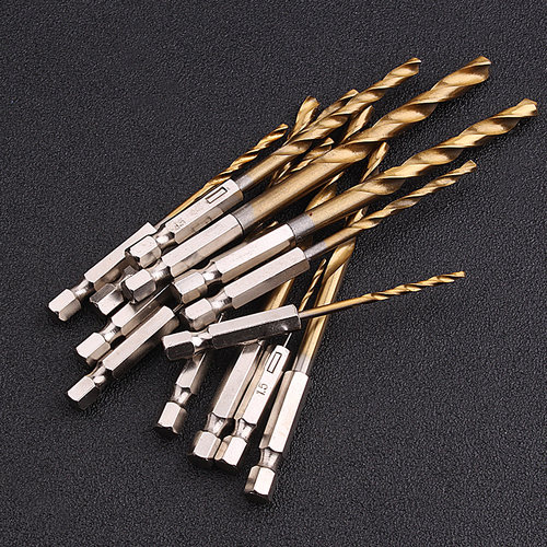 六角柄镀钛麻花钻头直柄高速钢全磨制不锈钢金属专用开孔器钻头