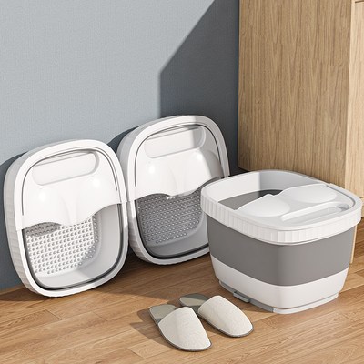 可折叠泡脚桶家用洗脚盆保温带盖子按摩过小腿可携式塑料简易足浴