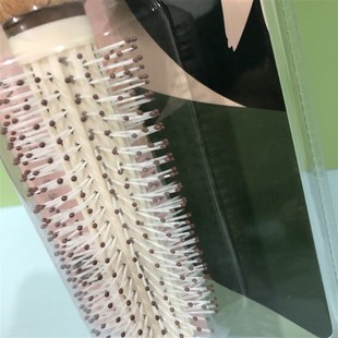 梵洁希粉色与青6054卷发梳子圆筒梳实木内扣空气刘海蓬松圆梳滚