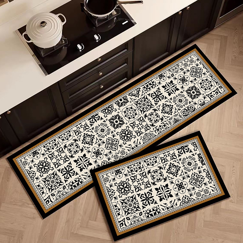 厨房地垫可擦免清洗pu皮革防水防油污家用厨房垫抗污耐脏防滑脚垫