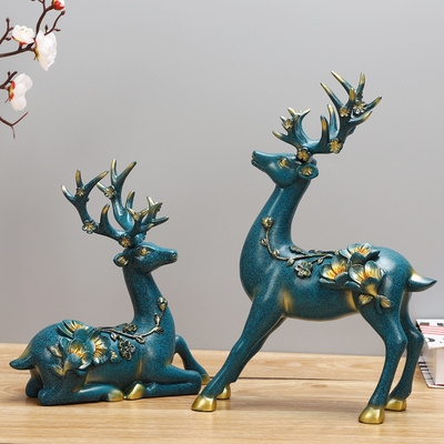 欧式风格家居房间酒柜客厅装饰品鹿摆件艺术品电视柜装饰结婚礼物
