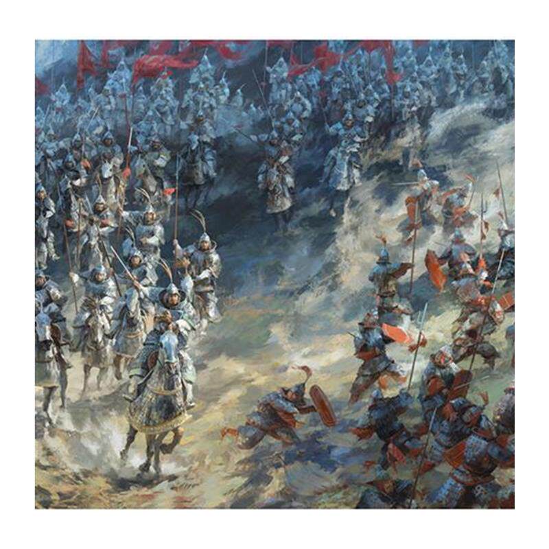 【安州牧】南北朝陈庆之北伐复古装饰画无框油画印刷长方形油画布