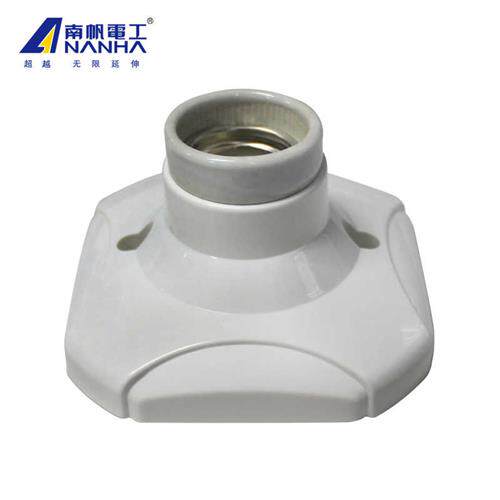 耐高温陶瓷平灯座86型明装暗装方形螺口灯头灯座e27螺旋底座10个