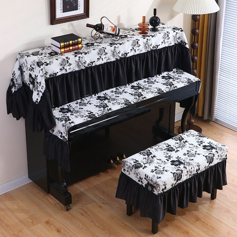 钢琴防尘罩高级顶部盖巾欧式电子钢琴罩装饰钢琴凳套罩键盘盖布