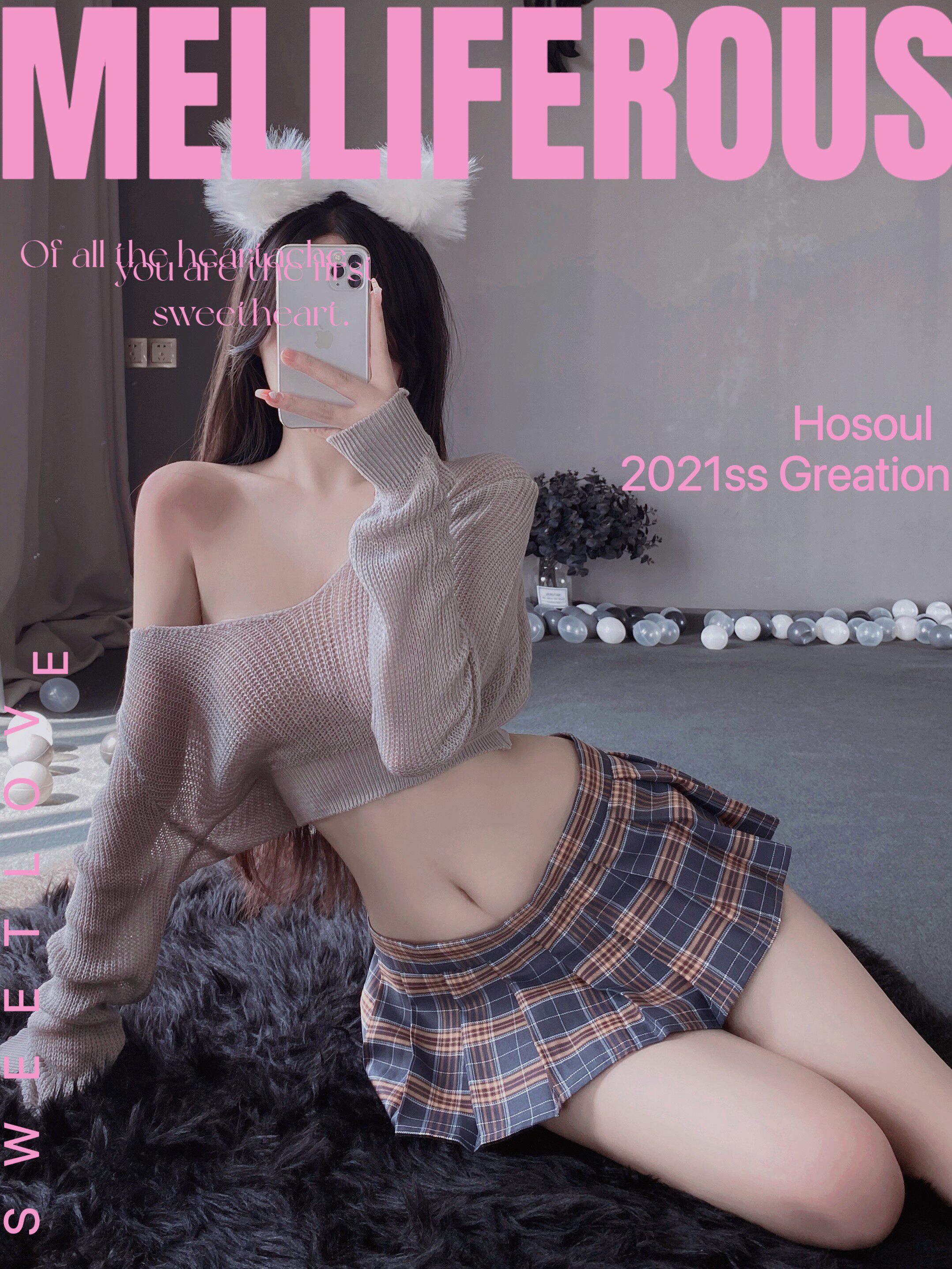 hi lady！性感学院风JK短裙露肩毛衣套装露背纯欲少女学生制服