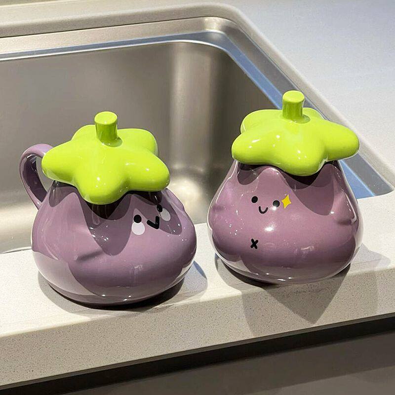 呆萌可爱墩墩茄陶瓷水杯高颜值大容量呆萌水杯送女生用心生日礼物