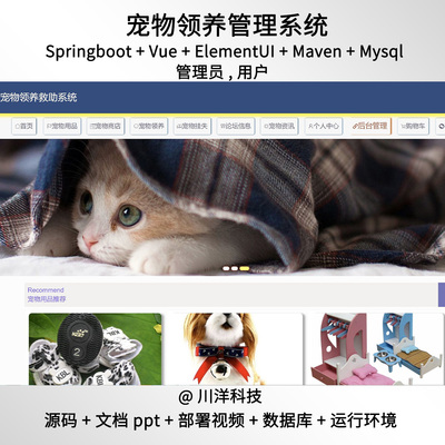 springboot vue宠物领养救助管理系统java源码部署视频万字文档