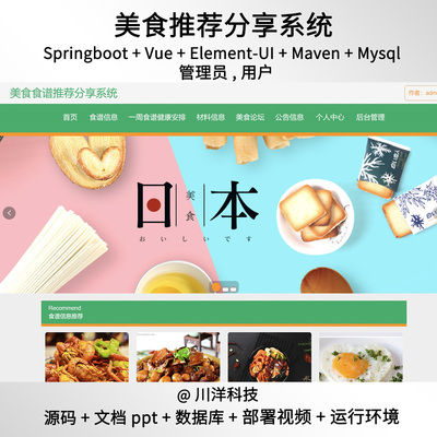 springboot vue美食食谱分享推荐系统java源码送部署视频文档ppt