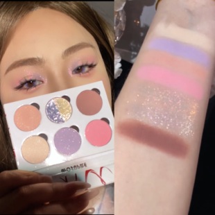 自组眼影盘六色四色大地色棕粉色烟熏盘亮片细闪珠光哑光可替换