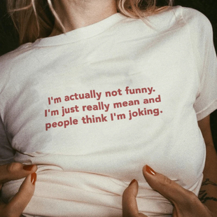 I'm actually not funny内涵英文段子手纯棉短袖T恤 男女简约百搭