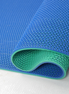 PVC防滑地垫卫生间浴室吸水脚垫厕所门口洗澡防摔垫易清洗蓝绿色