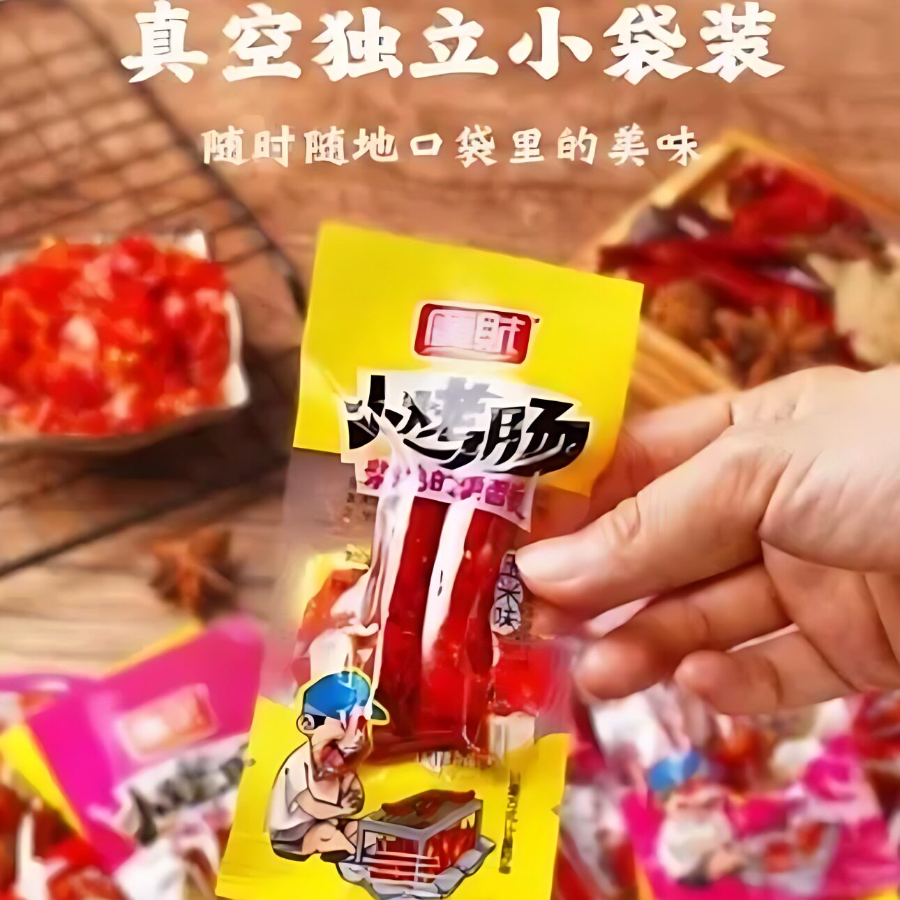 腊肠即食小零食广式迷你零嘴小吃宵夜辣肠小包装熟食肉肠解馋香肠