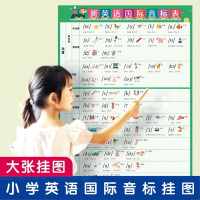 小学英语国际音标挂图48个国际音标表26个英文字母学习挂图墙贴