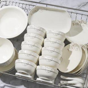 79件家用陶瓷大号汤碗筷饭面碗盘创意简约风碗具餐具组合 碗碟套装
